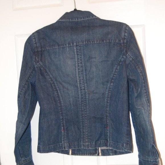 LIZ CLAIRBORNE Short Blue Denim Pea Coat Jacket W/ Anchor Buttons  SIze 8 - Picture 5 of 10